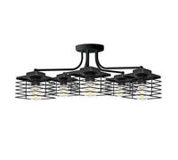 Edison Multi Arm Semi Flush Ceiling Light Black 65cm Netlighting Black One Size