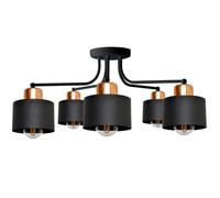 Edison Multi Arm Semi Flush Ceiling Light Black Copper 65cm Netlighting Black One Size