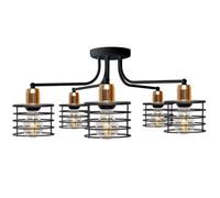 Edison Multi Arm Semi Flush Ceiling Light Black Copper 65cm Netlighting Black One Size