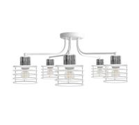 Edison Multi Arm Semi Flush Ceiling Light White Chrome 65cm Netlighting White One Size