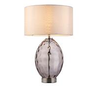 Endon Elin Dimple Table Lamp with Round Shade Grey Tinted Glass Bright Nickel Pl