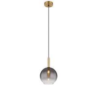 Luminosa Lighting Luminosa Elisabeth Globe Slim Pendant Ceiling Light Brass-Coloured Smoke Glass Shade 1X G9
