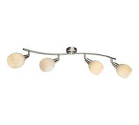 Luminosa Lighting Luminosa Elliott Ceiling Spotlight Bar Nickel Matt White Glass Shade 4X E14