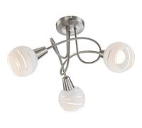Luminosa Lighting Luminosa Elliott Multi Arm Semi Flush Ceiling Lamp Nickel Matt Opal Glass Shade 3X E14