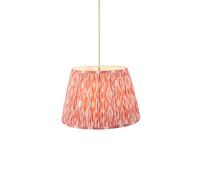 Luminosa Lighting Luminosa Eltham Brushed Aged Brass, Green Flex Pendant Light With Coral Pink Fabric Ikat Shade 40Cm B22