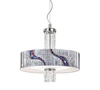 Luminosa Lighting Luminosa Emozione Designer Glass Cylindrical Pendant Light Polished Chrome - Kiss Silver Pattern, 6X E27