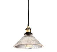 Luminosa Lighting Luminosa Empire 1 Light Dome Ceiling Pendant Antique Brass, Clear Fluted Glass, E27