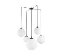 TK Lighting Esme Globe Cluster Pendant Ceiling -Light -Black Opal Glass 5xE27 47
