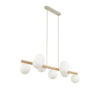 TK Lighting Estera pendant light, opal glass, wood, 9-bulb