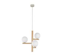 TK Lighting Estera pendant light, opal glass, wood, 3-bulb