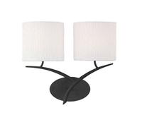 Luminosa Lighting Luminosa Eve Wall Lamp Switched 2 Light E27, Anthracite With White Oval Shades