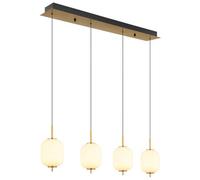 Luminosa Lighting Luminosa Ewald Bar Pendant Ceiling Light Brass-Coloured Opal Glass Shade 4X Led 3000K