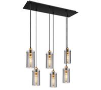 Netlighting Fanni Cluster Pendant Matt Black Smoke Glass Shade 6x E27 Netlighting Black