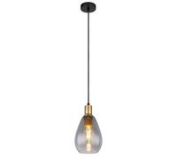 Luminosa Lighting Luminosa Fanni Dome Pendant Ceiling Light Matt Black Smoke Glass Shade 1X E27