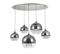 Luminosa Lighting Luminosa Fermi Cluster Ceiling Pendant Lamp Nickel & Crystal, 5 Light, E27