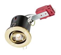 KnightsBridge 230V IP20 50W GU10 IC Fire-Rated Tilt Downlight Brass