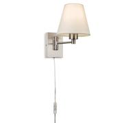 Luminosa Lighting Luminosa Firstlight Plug-In Wall Light Switched Brushed Steel With Cream Shade 1Xe27