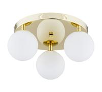 Luminosa Lighting Luminosa Flavio Globe Ceiling 3 Light Brass Steel, Glass Opal Matt Ip44