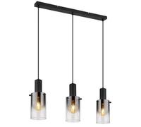Netlighting Florentina Bar Pendant Matt Black Smoke Glass Shade 3x E27 Netlighting Black
