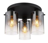 Netlighting Florentina Shade Cluster Ceiling Light Black Smoke Glass Shade 3x E27 Netlighting Black