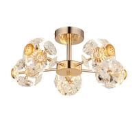Luminosa Lighting Luminosa Floriella Ceiling Light Gold Colors Crystals Clear Glass Shade Led 3000K