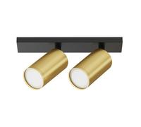Luminosa Lighting Luminosa Focus S Twin Ceiling Spotlight Black 2Xgu10 Brass Shade