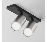 Luminosa Lighting Luminosa Focus S Twin Ceiling Spotlight Black 2Xgu10 Matte Silver Shade