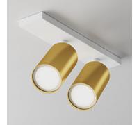 Luminosa Lighting Luminosa Focus S Twin Ceiling Spotlight White 2Xgu10 Brass Shade