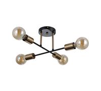 Luminosa Lighting Luminosa Formio Multi Arm Semi Flush Ceiling Lamp Matt Black, Honey Brass 4Xe27