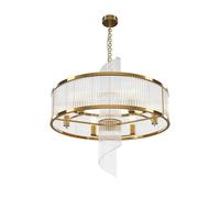 Luminosa Lighting Luminosa Frame Modern 58Cm Cylindrical Pendant Ceiling Light Gold 6Xe14 Glass Shade