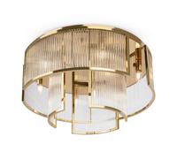 Luminosa Lighting Luminosa Frame Modern 65Cm Cylindrical Ceiling Light Gold 9Xe14 Glass Shade