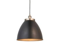 Luminosa Lighting Luminosa Franklin 33Cm Pendant Ceiling Lamp, Aged Pewter Plate, Matt Black Paint