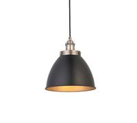 Luminosa Lighting Luminosa Franklin Single Pendant Ceiling Lamp, Aged Pewter Plate, Matt Black Paint