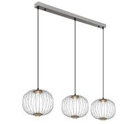 Netlighting Galway Bar Pendant Ceiling Light Nickel Matt 3x LED 3000K in Grey Netlighting Grey