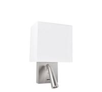Leds-C4 Gamma - LED Wall Light with Reading Light Square Shade Satin Nickel 179lm 2700K