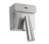 Leds-C4 Gamma - LED Wall Reading USB Light Satin Nickel 175lm 2700K