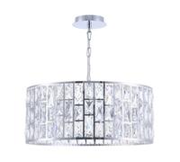 Luminosa Lighting Luminosa Gelid Chandelier Cylindrical Pendant Chrome & Crystal, 4 Light, E27