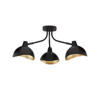 Luminosa Lighting Luminosa Geti Long Multi Arm Semi Flush Ceiling Lamp Matt Black, Gold E14 3X5W