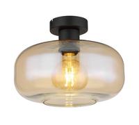 Luminosa Lighting Luminosa Giuseppe Globe Ceiling Light Matt Black Amber Glass Shade 1X E27