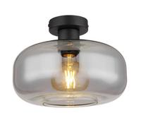 Luminosa Lighting Luminosa Giuseppe Globe Ceiling Light Matt Black Smoke Glass Shade 1X E27