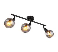 Luminosa Lighting Luminosa Glyptar Ceiling Spotlight Bar Matt Black Smoke Glass Shade 3X E14