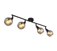 Luminosa Lighting Luminosa Glyptar Ceiling Spotlight Bar Matt Black Smoke Glass Shade 4X E14