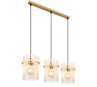 Luminosa Lighting Luminosa Gorley Bar Pendant Ceiling Light Gold Colours Matt Opal Glass Shade 3X E27