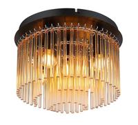 Luminosa Lighting Luminosa Gorley Ceiling Light Matt Black Amber Glass Shade 5X E14