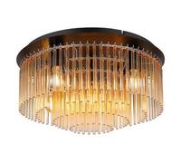 Luminosa Lighting Luminosa Gorley Ceiling Light Matt Black Amber Glass Shade 5X E27