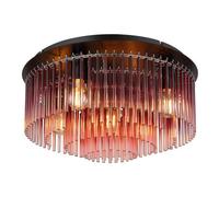 Luminosa Lighting Luminosa Gorley Ceiling Light Matt Black Blackberry Glass Shade 5X E27