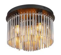 Globo Gorley ceiling light, black/smoke grey, Ø 32 cm metal/glass