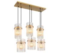 Luminosa Lighting Luminosa Gorley Cluster Pendant Ceiling Light Gold Colours Matt Opal Glass Shade 6X E27