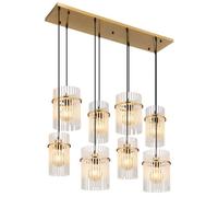 Luminosa Lighting Luminosa Gorley Cluster Pendant Ceiling Light Gold Colours Matt Opal Glass Shade 8X E27