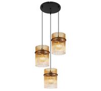 Netlighting Gorley Cluster Pendant Matt Black Amber Glass Shade 3x E27 Netlighting Black